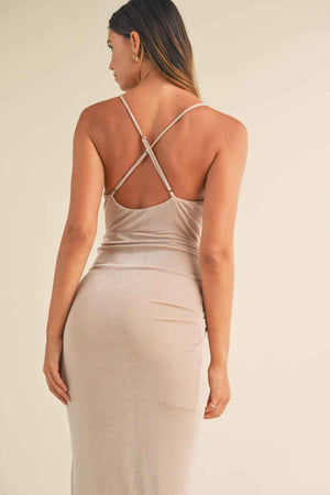 Mable Draped Detail Cami Midi Dress - StyleLure