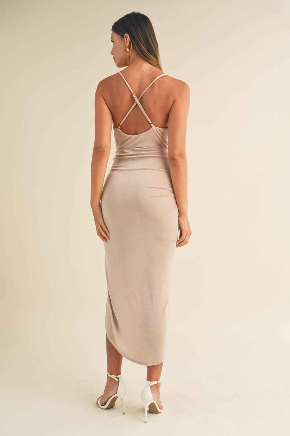 Mable Draped Detail Cami Midi Dress - StyleLure