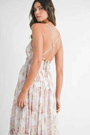 MABLE Floral Print Tiered Cami Maxi Dress - StyleLure