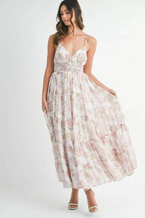 MABLE Floral Print Tiered Cami Maxi Dress - StyleLure