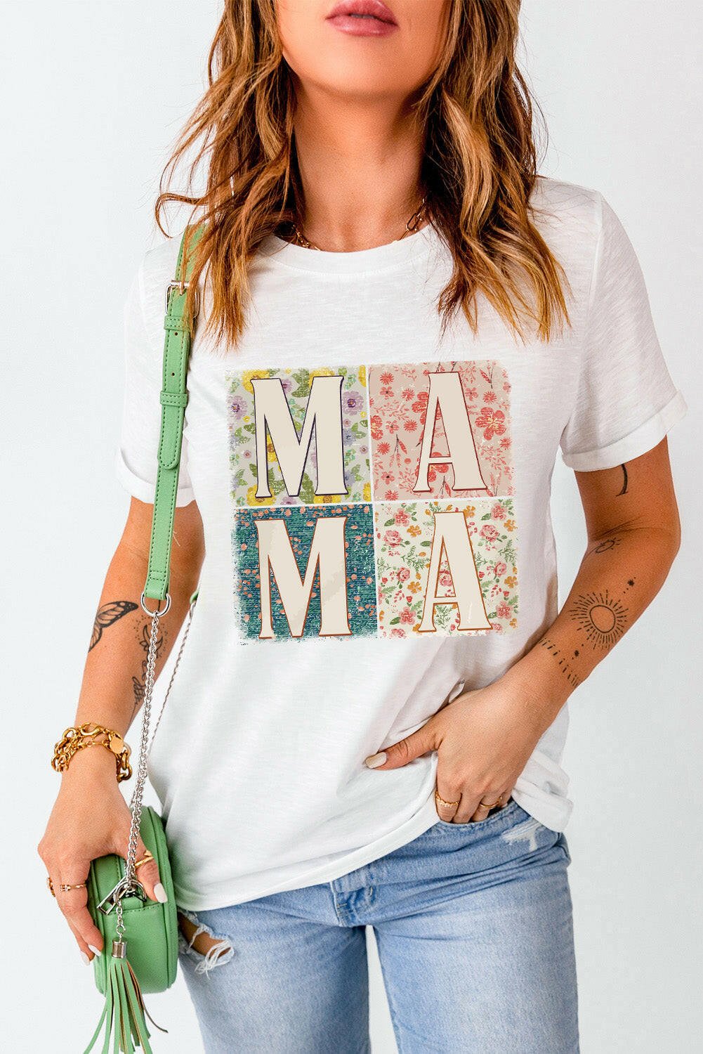 MAMA Round Neck Short Sleeve T-Shirt - StyleLure