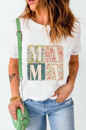 MAMA Round Neck Short Sleeve T-Shirt - StyleLure