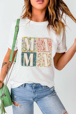 MAMA Round Neck Short Sleeve T-Shirt - StyleLure