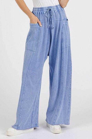 Mittoshop Mineral Wash Elastic Waist Baarrel Leg Baggy Pants - StyleLure