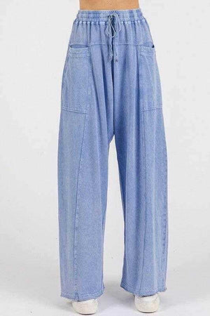 Mittoshop Mineral Wash Elastic Waist Baarrel Leg Baggy Pants - StyleLure