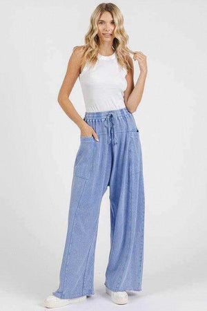 Mittoshop Mineral Wash Elastic Waist Baarrel Leg Baggy Pants - StyleLure