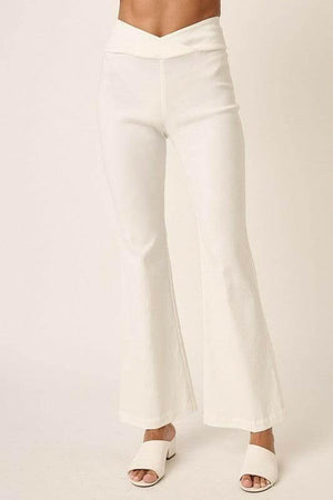 Mittoshop Surplice V Waist Flare Pants - StyleLure