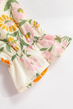 Multicolour Crochet V Neck Half Sleeve Boho Floral Blouse - StyleLure