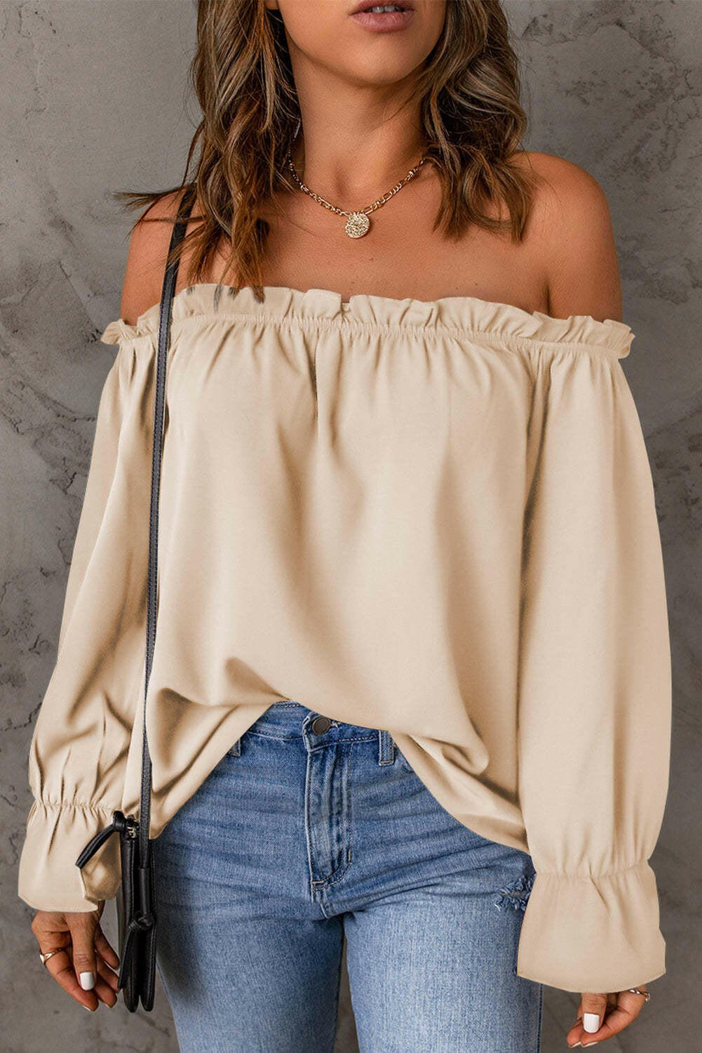 Off - Shoulder Flounce Sleeve Blouse - StyleLure