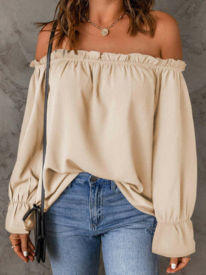 Off - Shoulder Flounce Sleeve Blouse - StyleLure