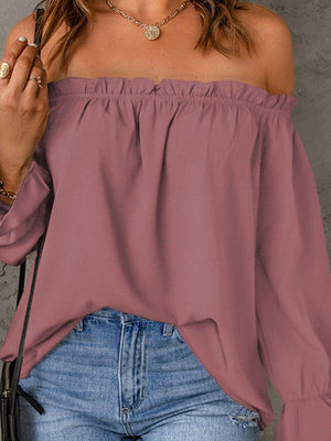 Off - Shoulder Flounce Sleeve Blouse - StyleLure