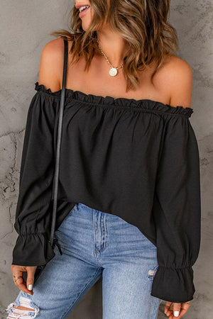 Off - Shoulder Flounce Sleeve Blouse - StyleLure
