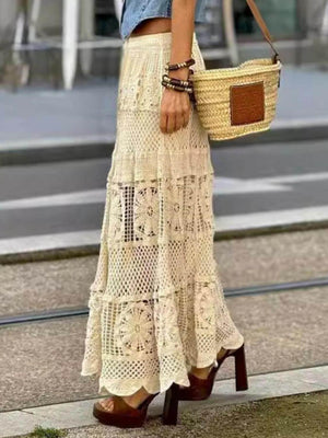 Openwork Crochet Maxi Skirt - StyleLure