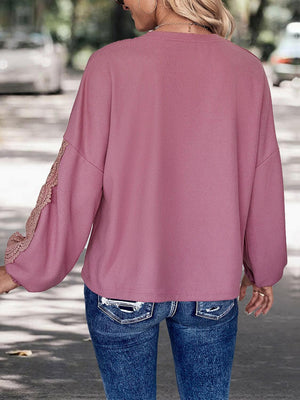 Perfee Lace Detail V - Neck Top - StyleLure