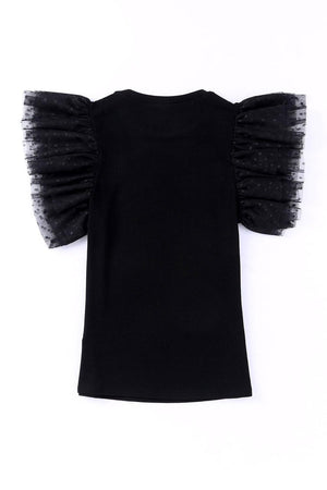 Polka Dot Flutter Sleeve Top - StyleLure