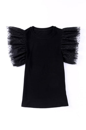 Polka Dot Flutter Sleeve Top - StyleLure