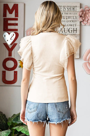 Polka Dot Flutter Sleeve Top - StyleLure