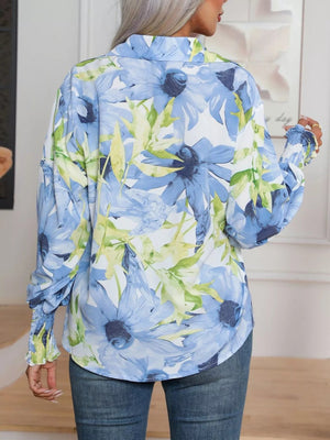Printed Button Up Long Sleeve Shirt - StyleLure