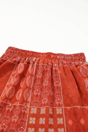Printed Drawstring Midi Skirt - StyleLure