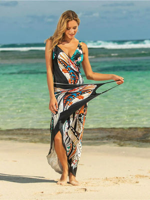 Printed Spaghetti Strap Cover Up - StyleLure