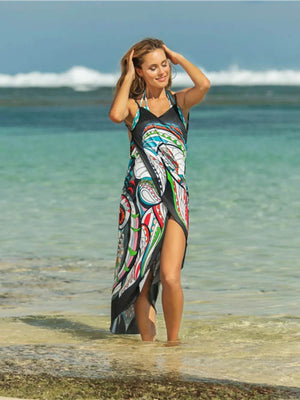 Printed Spaghetti Strap Cover Up - StyleLure