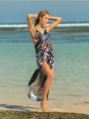 Printed Spaghetti Strap Cover Up - StyleLure