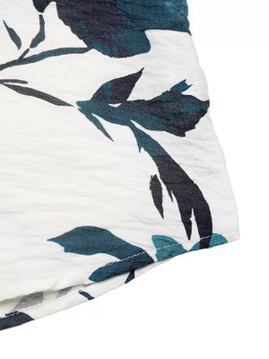 Printed V - Neck Long Sleeve Blouse - StyleLure