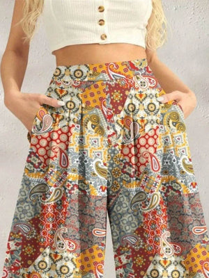 Printed Wide Leg Pants - StyleLure