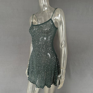 Rhinestone Decor Mini Cami Dress - StyleLure