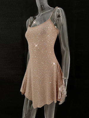 Rhinestone Decor Mini Cami Dress - StyleLure