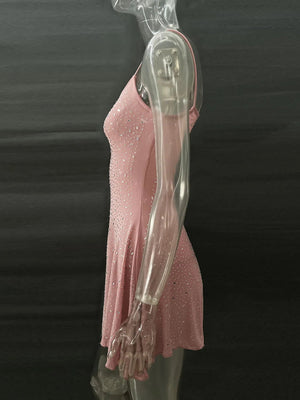 Rhinestone Decor Mini Cami Dress - StyleLure