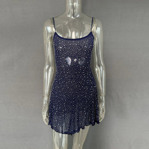 Rhinestone Decor Mini Cami Dress - StyleLure