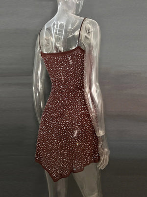 Rhinestone Decor Mini Cami Dress - StyleLure