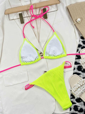 Ribbed Tie Back Bikini Set - StyleLure