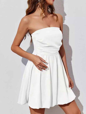 Ruched Tube Mini Dress - StyleLure