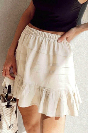 Ruffled Hemline Elastic Waist Mini Skirt - StyleLure