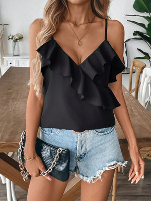 Ruffled Surplice Cami Top - StyleLure