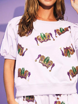 Sequin Round Neck Top and Shorts Set - StyleLure