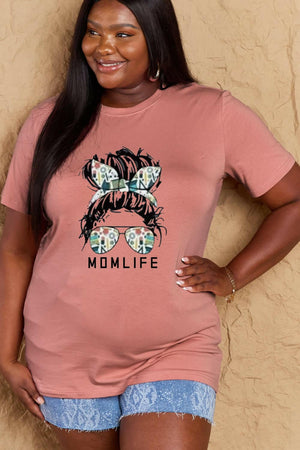 Simply Love Full Size MOM LIFE Graphic Cotton T-Shirt - StyleLure