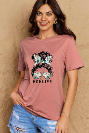Simply Love Full Size MOM LIFE Graphic Cotton T-Shirt - StyleLure