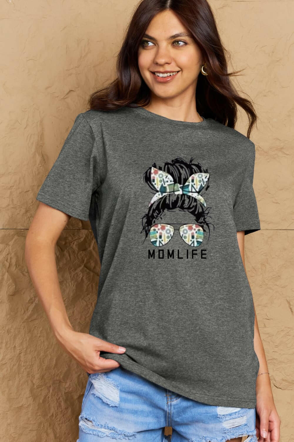Simply Love Full Size MOM LIFE Graphic Cotton T-Shirt - StyleLure