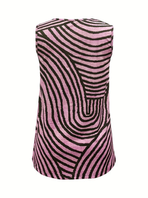 Sleeveless Zebra Print Button - Up Tank Top - StyleLure