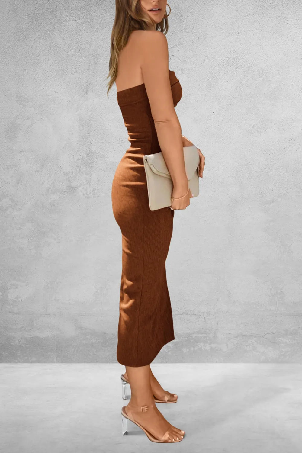 Slit Tube Midi Dress - StyleLure