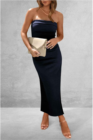 Slit Tube Midi Dress - StyleLure