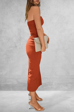 Slit Tube Midi Dress - StyleLure