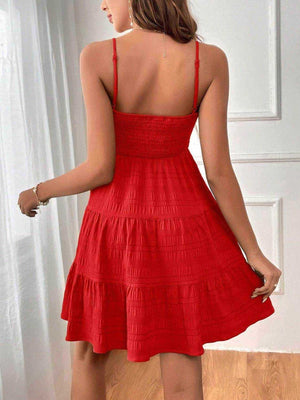 Smocked Tiered Sleeveless Mini Dress - StyleLure