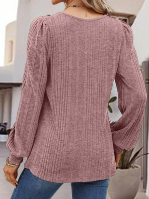 Square Neck Long Sleeve Top - StyleLure