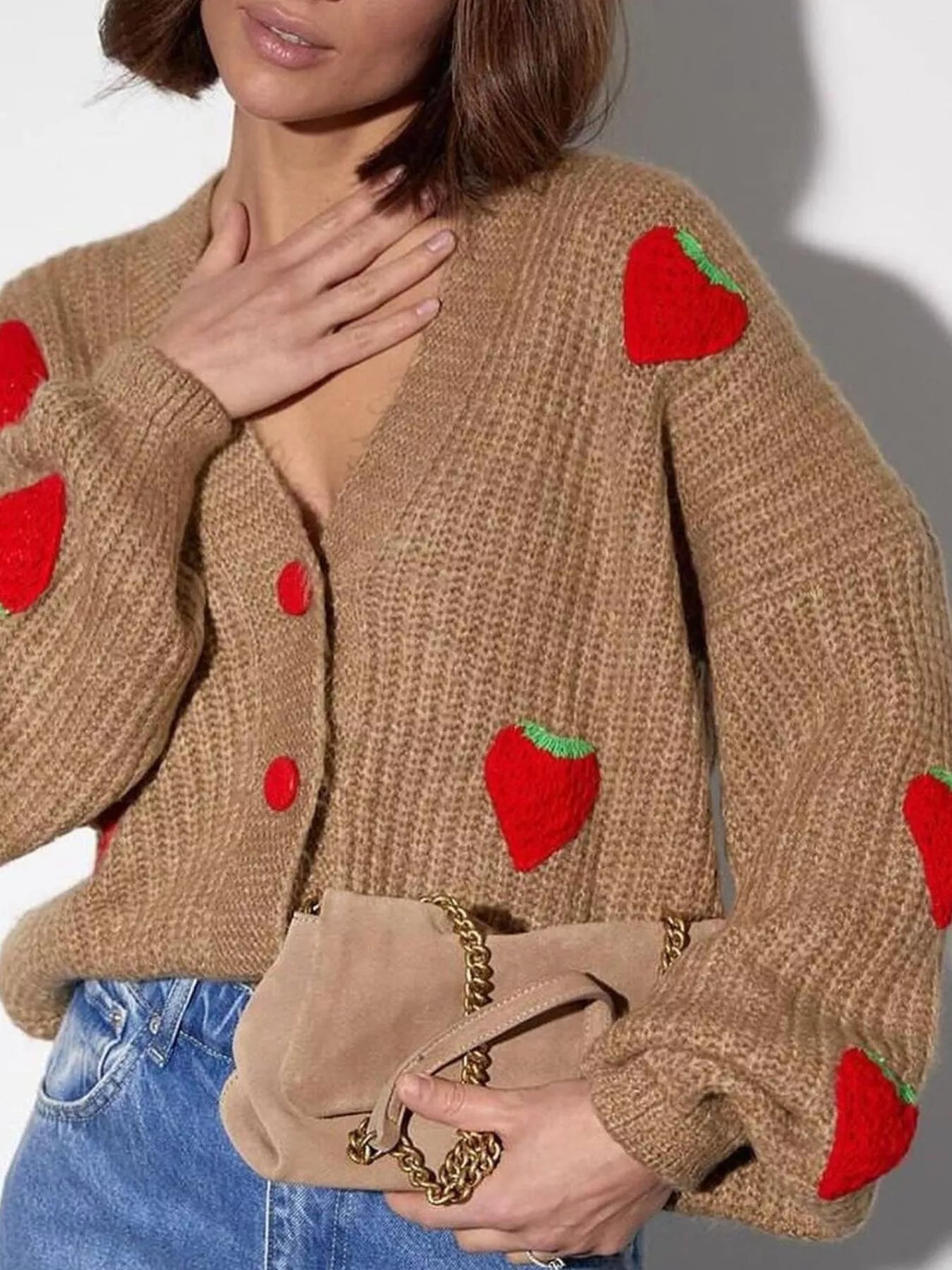 Strawberry Button Down Cardigan - StyleLure