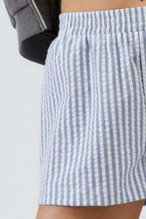 Striped Elastic Waist Shorts - StyleLure