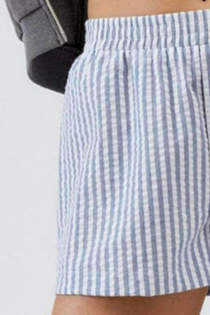 Striped Elastic Waist Shorts - StyleLure